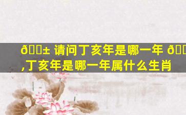 🐱 请问丁亥年是哪一年 🐕 ,丁亥年是哪一年属什么生肖